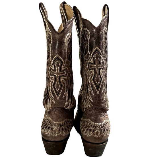 Corral Women’s Sequin‎ Wing & Cross Inlay Western Boot - Snip toe Sz 8.5 - Picture 3 of 7